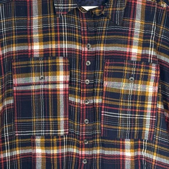 Pilcro Cropped Plaid Button Up Shirt Sz S Anthropologie High Low Frayed Hem Boxy - Picture 10 of 12
